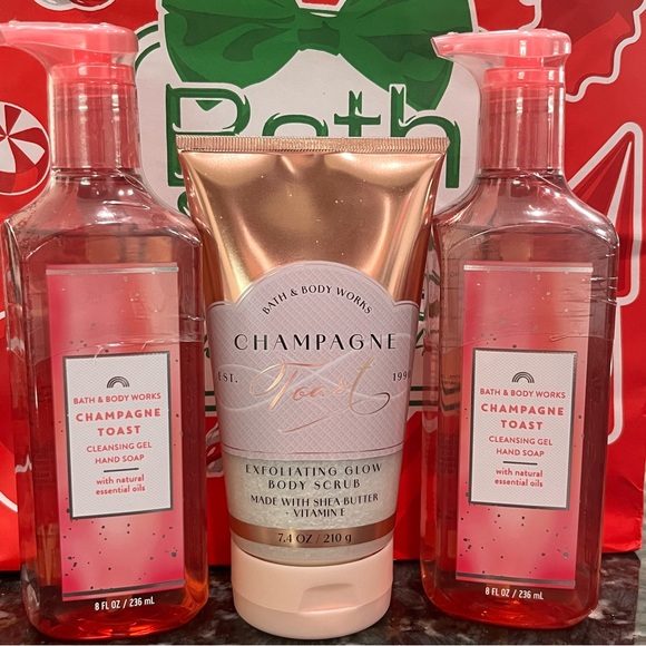NEW Champagne Toast Exfoliating GLOW Body Scrub & Hand Soaps Bath & Body Works. - Picture 1 of 9